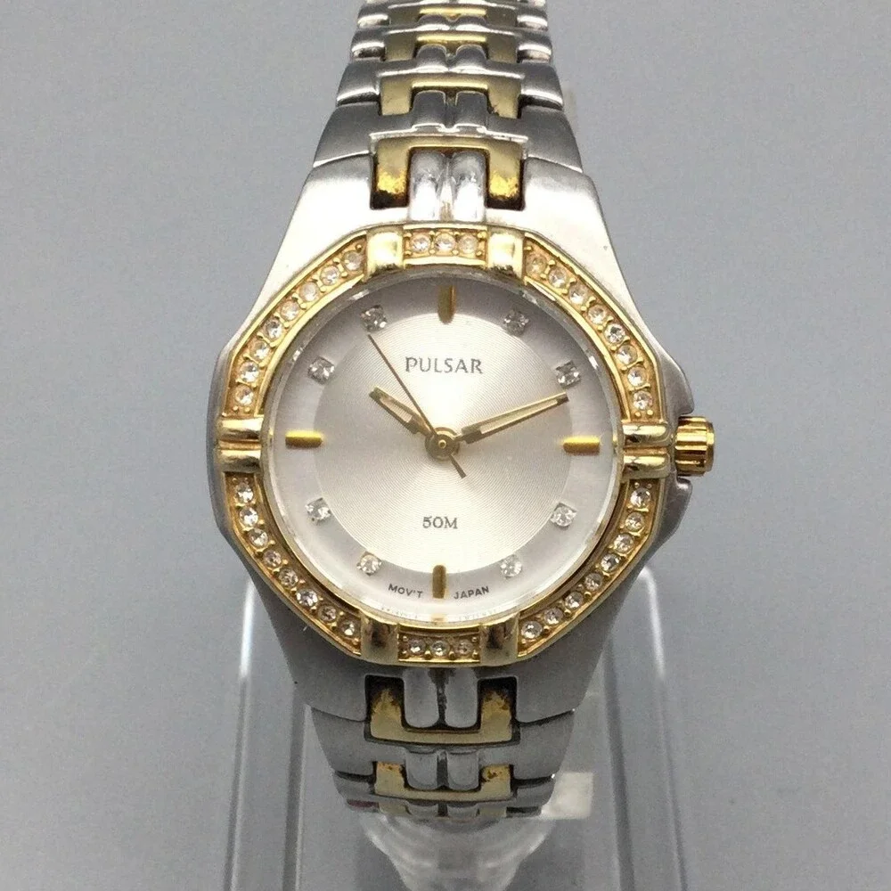 Pulsar Womens Watch 26mm Two Tone Silver Gold VX51-X416 50M New Battery 6